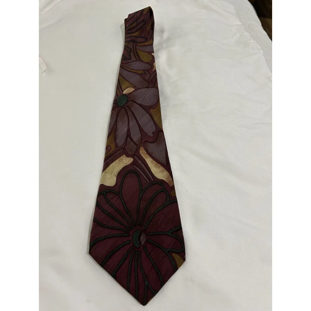 Emoda Mens Neck Tie Floral Burgundy